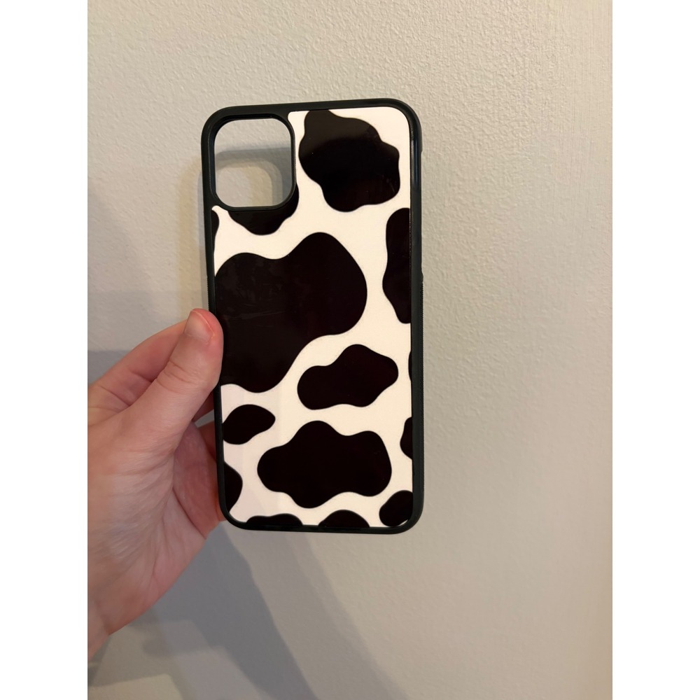 Cow Print Phone Case iPhone 11 Pro Max Black White Animal Spotted Bumper Case